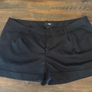 Size 12 - Mossimo - black charmeuse-like material. Cuffed 4 pocket shorts EUC